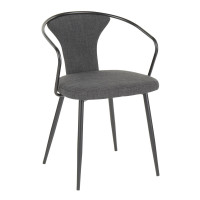 Lumisource CH-WACOUP BKDGY Waco Industrial Upholstered Chair in Black Metal and Dark Grey Fabric.